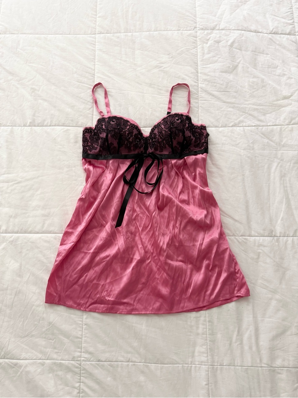 Lisa's Folly pink 93% silk lace babydoll bustier